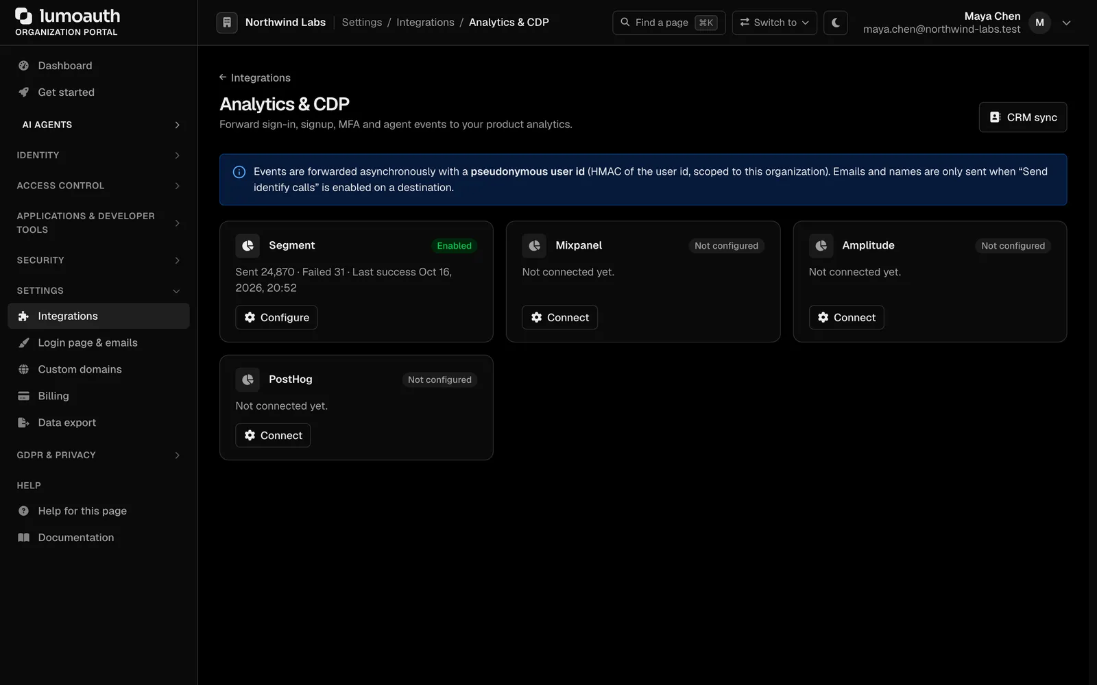 Analytics destinations
