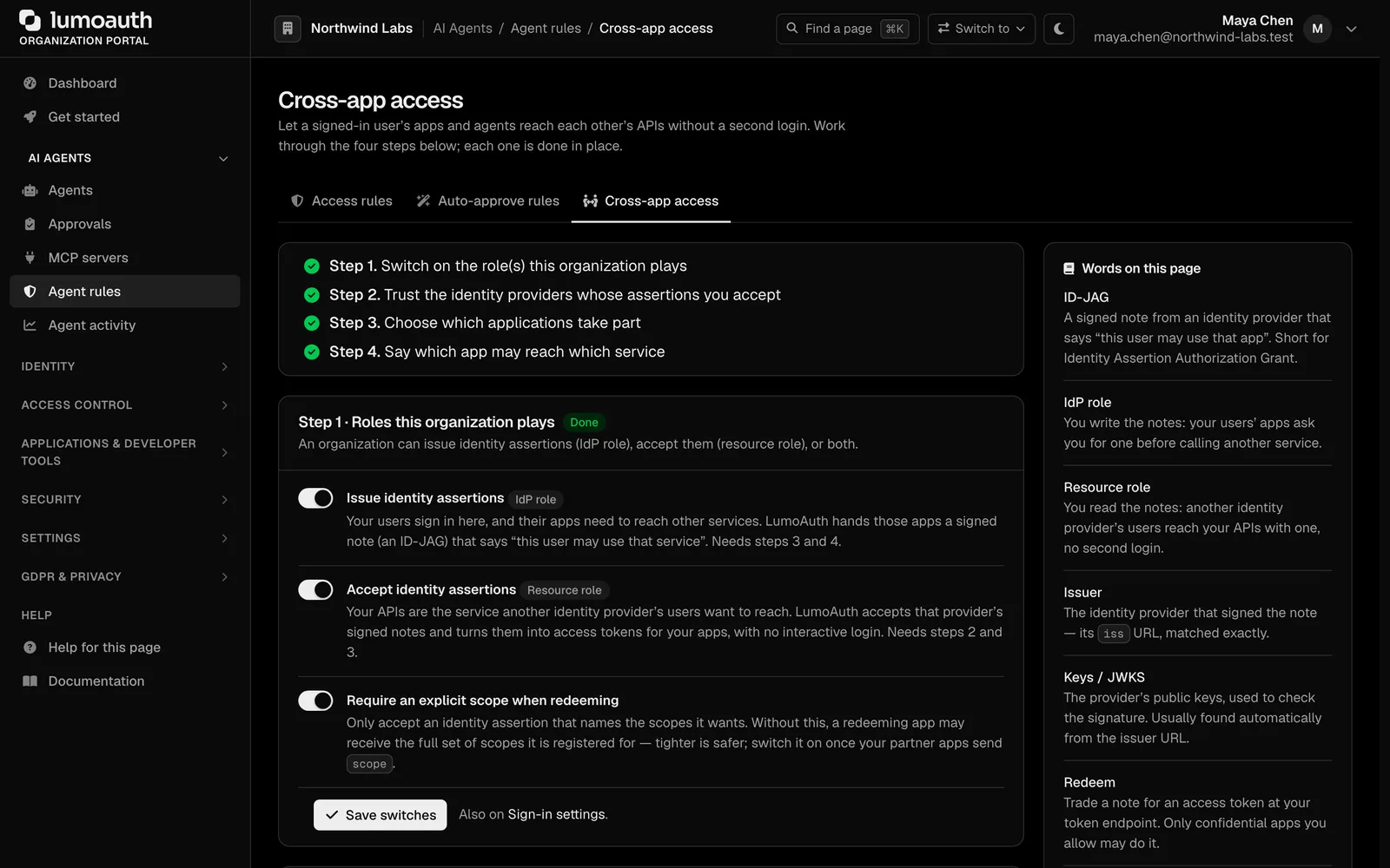 Cross-app access policies