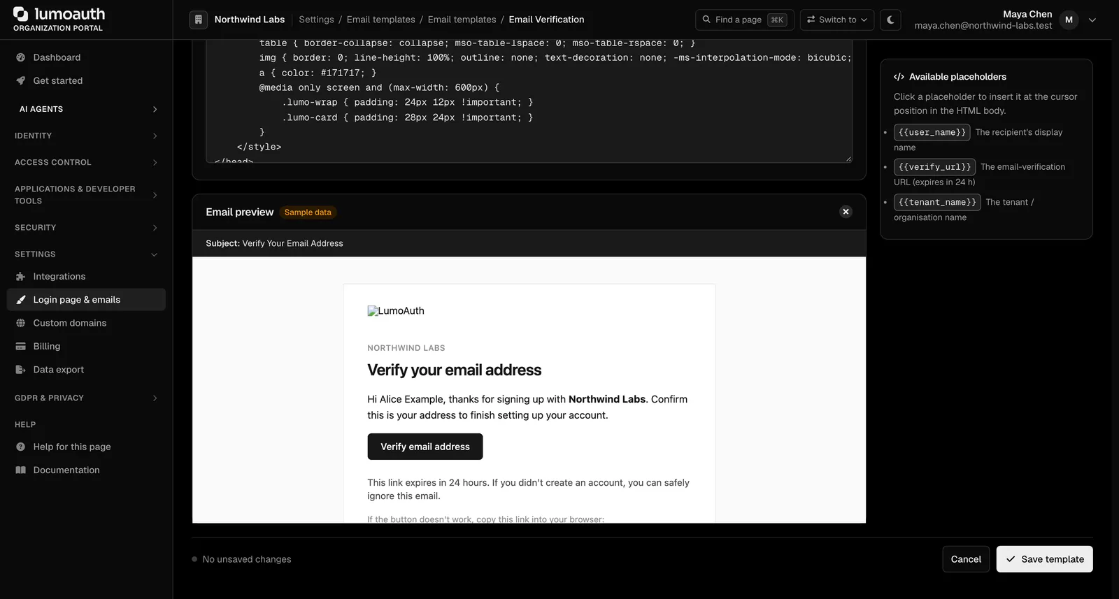 Email template preview
