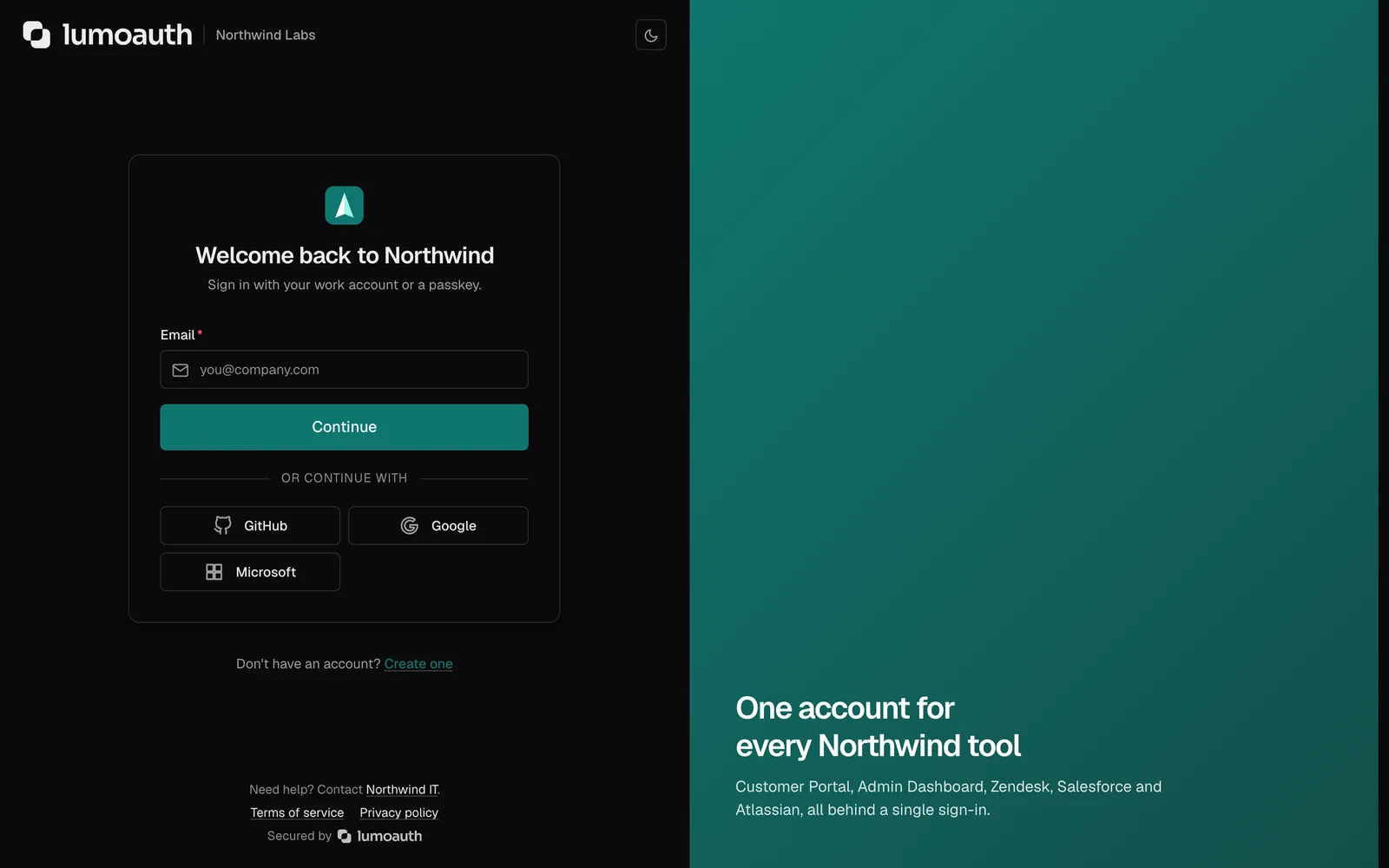 Email-first sign-in page