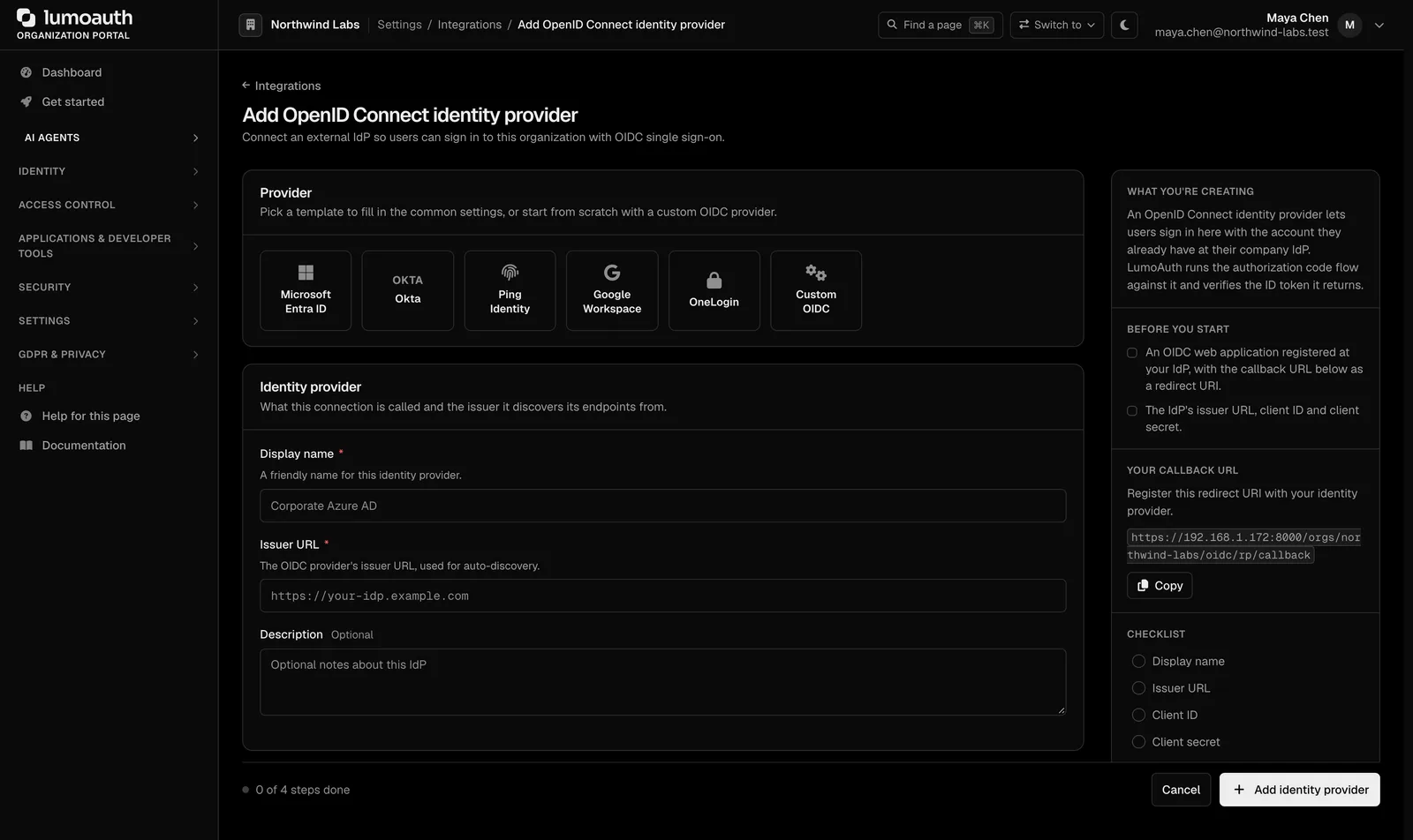 Adding an OpenID Connect provider