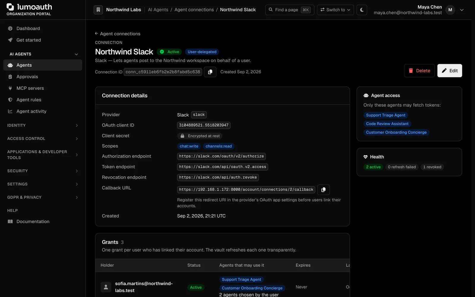 A token vault connection